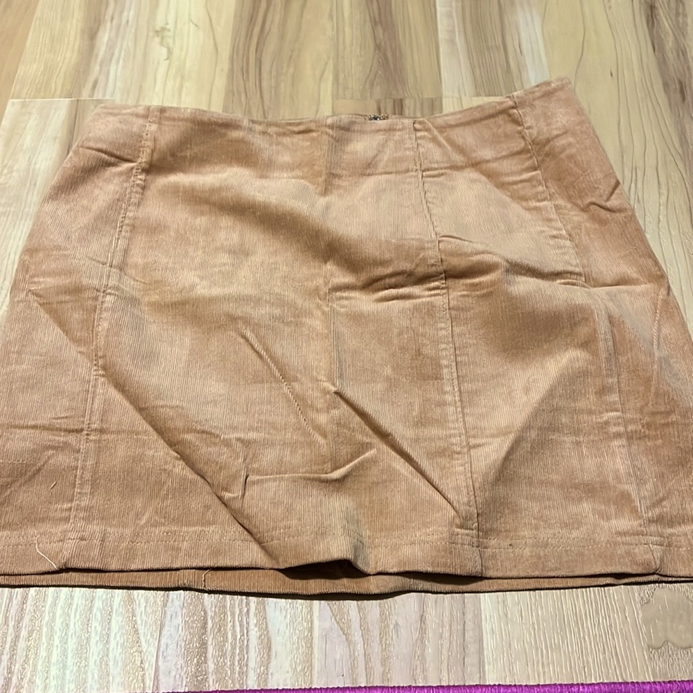 Tan/orange corduroy mini skirt
